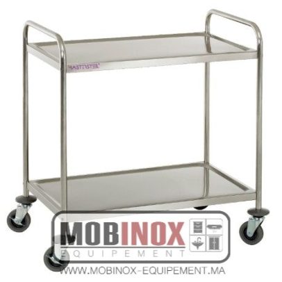 CHARIOT DE SERVICE INOX 2 NIVEAUX