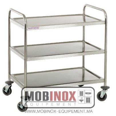 CHARIOT DE SERVICE INOX 3 NIVEAUX