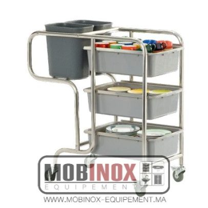 CHARIOT DE SERVICE INOX 5 BACS