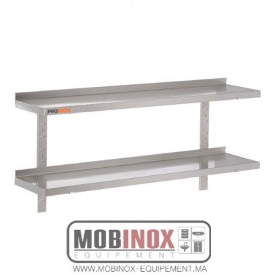 ETAGÈRE MURALE 2 NIVEAUX INOX L150XPROF.40CM