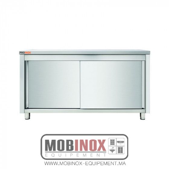 Meuble bas central inox professionnel 160x70x85 cm