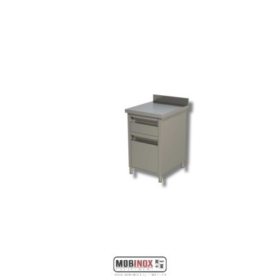 Meuble 1 tiroir et 1 porte bouteilles avec dosseret