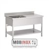 PLONGE INOX 1 BAC L100XP60XH85CM ÉGOUTTOIR DROITE AVEC ÉTAGÈRE