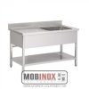 PLONGE INOX 1 BAC L100XP70XH85CM ÉGOUTTOIR GAUCHE AVEC ÉTAGÈRE