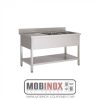 PLONGE INOX 2 BACS L180XP60XH85CM ÉGOUTTOIR GAUCHE AVEC ÉTAGÈRE