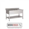 PLONGE INOX 2 BACS L180XP70XH85CM ÉGOUTTOIR DROITE AVEC ÉTAGÈRE BASSE