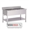 PLONGE INOX 2 BACS SANS ÉGOUTTOIR L100XP60XH85CM