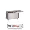 PLONGE INOX SUR MEUBLE 2 BACS AVEC ESPACE LV ET ÉGOUTTOIR À DROITE 180 X 60 X 85 CM