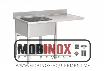 Plonge inox avec étagère basse et emplacement lave-vaisselle 1200 x 700