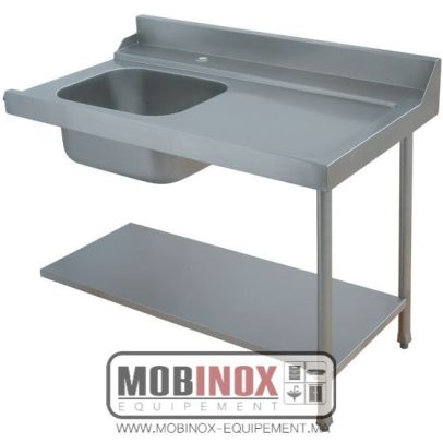 TABLE DE PRÉLAVAGE DROITE 120X715X85CM BAC À GAUCHE