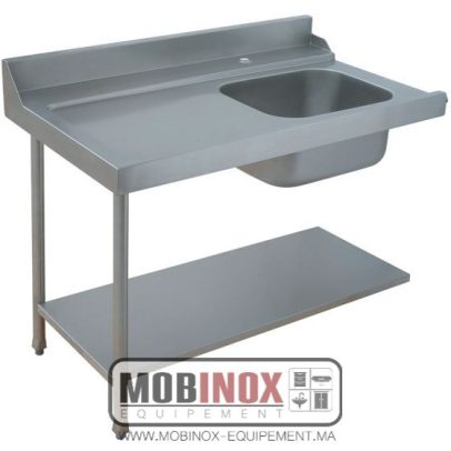 TABLE DE PRÉLAVAGE GAUCHE 120X715X85CM BAC À DROITE